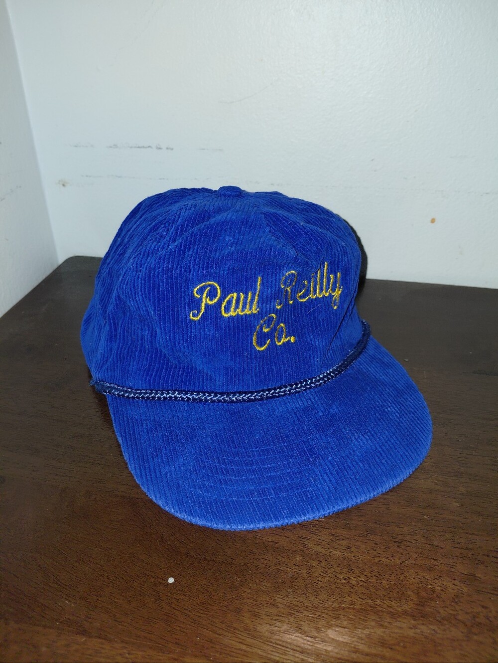 Vintage Paul Reilly Co. Embroidered Spellout Blue Corduroy & Rope Snapback Hat